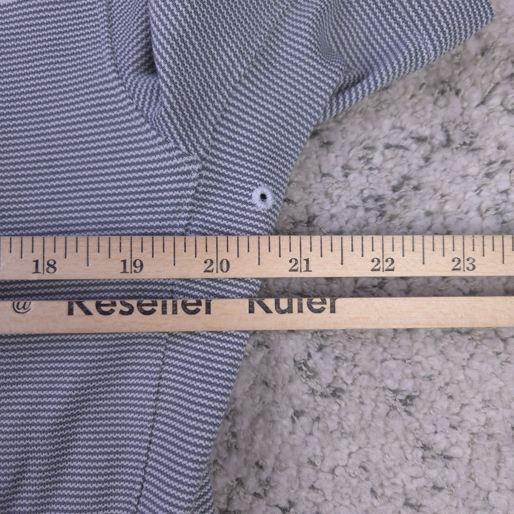 Lululemon Polo Shirt Mens Medium Tech Pique Striped Short Sleeve Gray Knit GUC - Picture 6 of 7